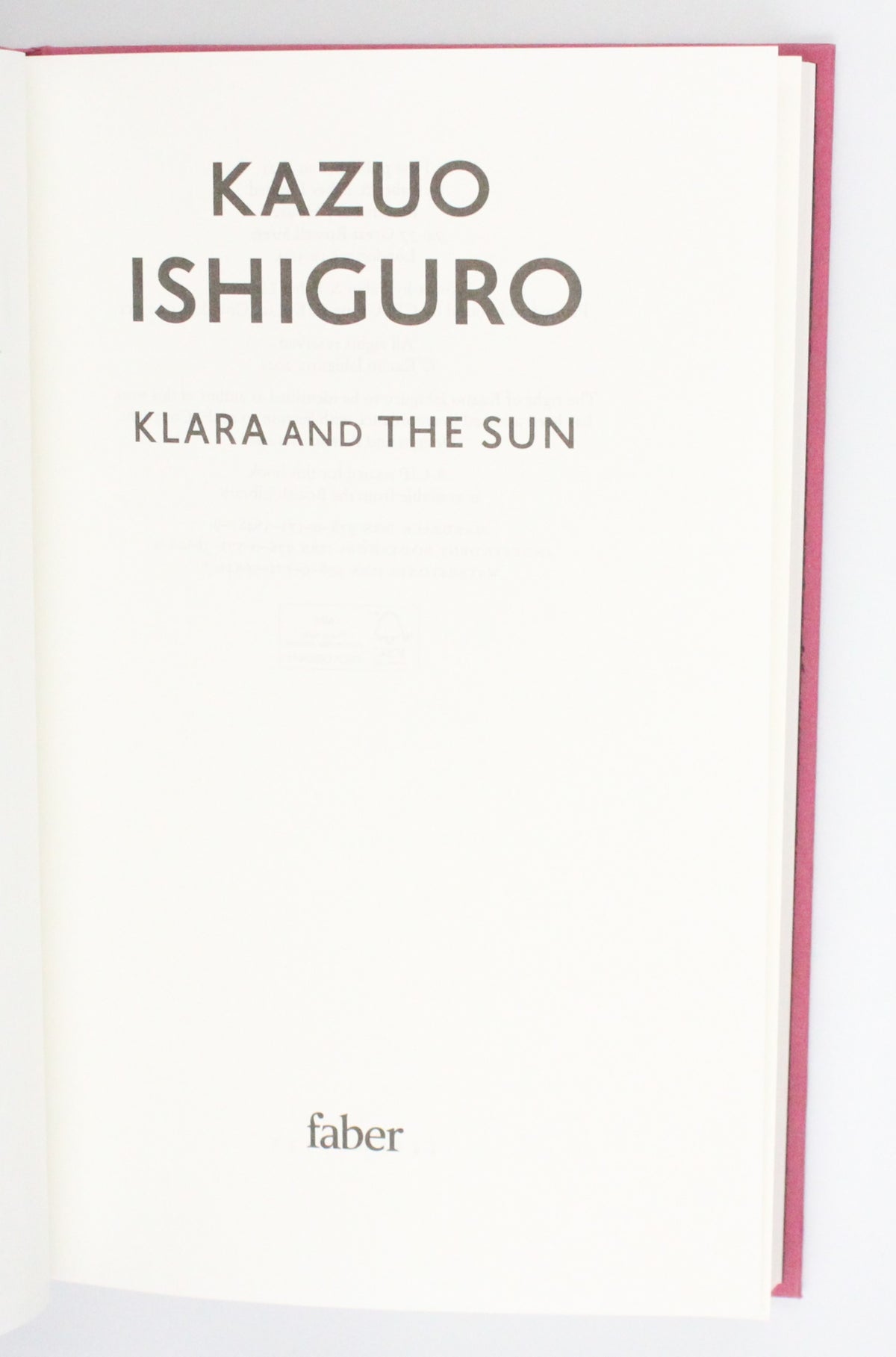 2021 Klara and The Sun by Kazuo Ishiguro