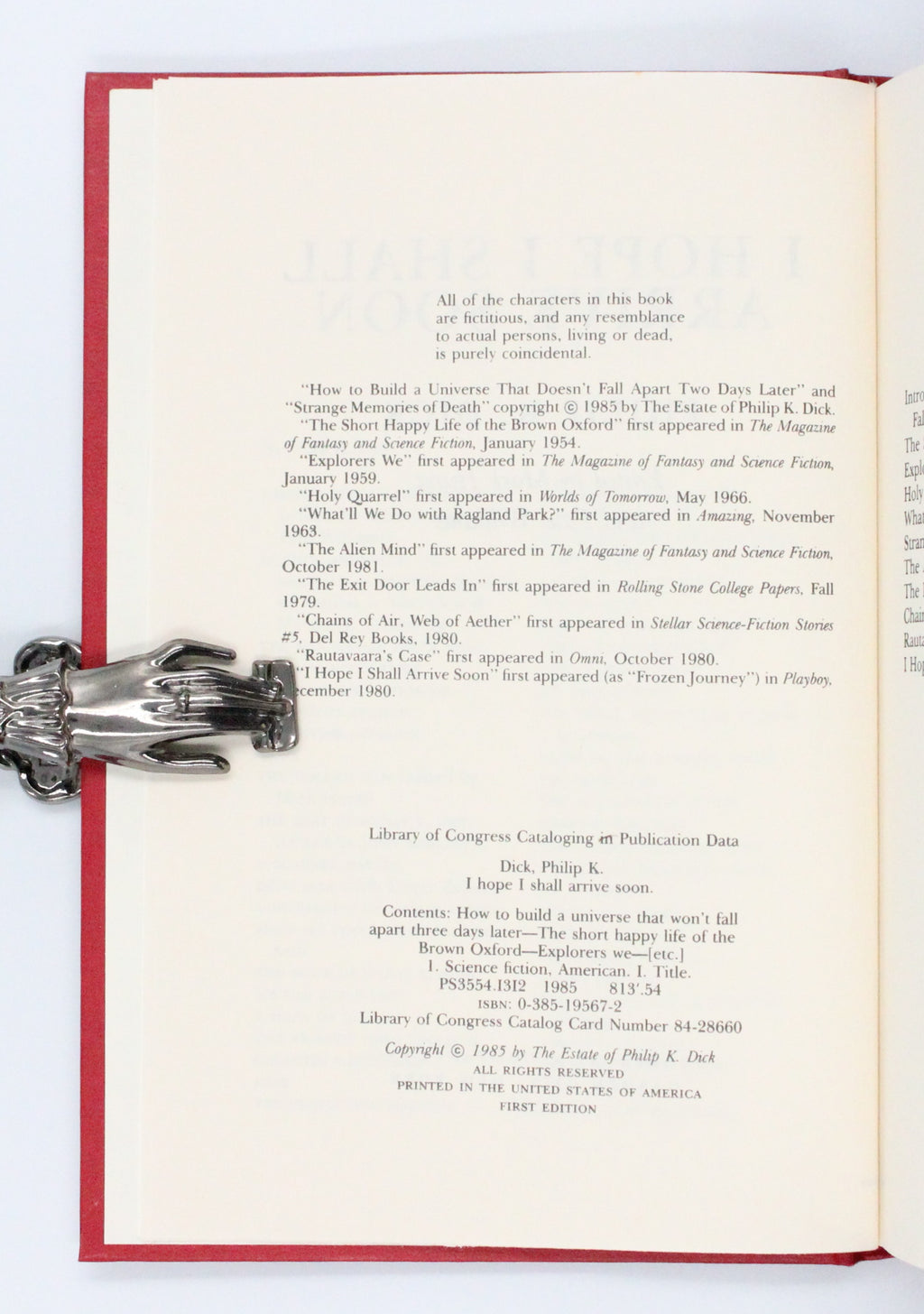 1985 I Hope I Shall Arrive Soon by Philip K. Dick