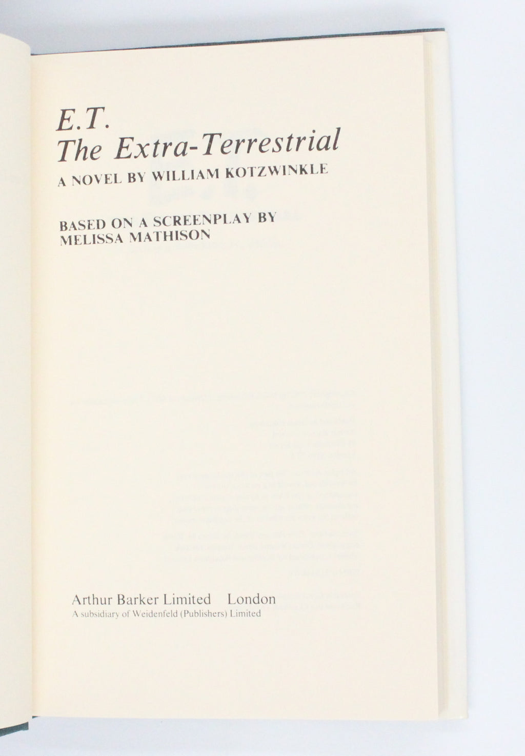 1982 E. T. The Extra-Terrestrial by William Kotzwinkle