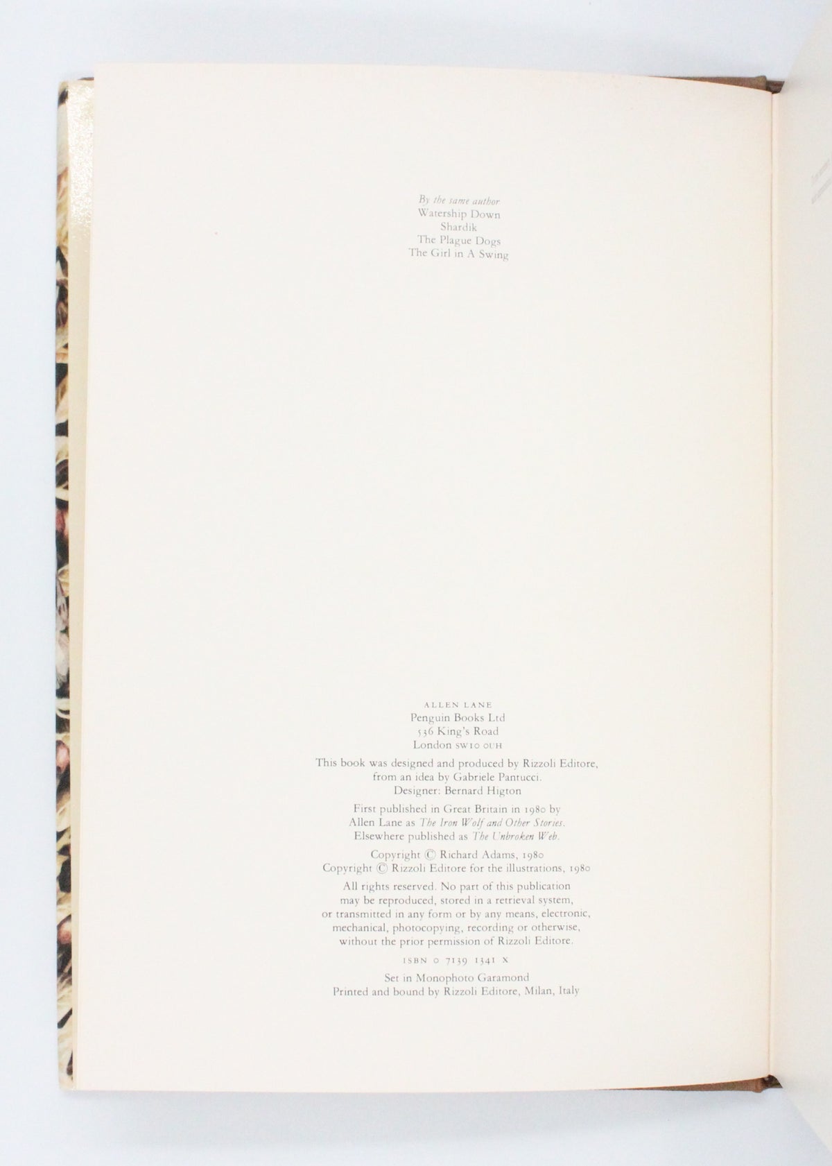 1980 The Iron Wolf and Other Stories by Richard Adams