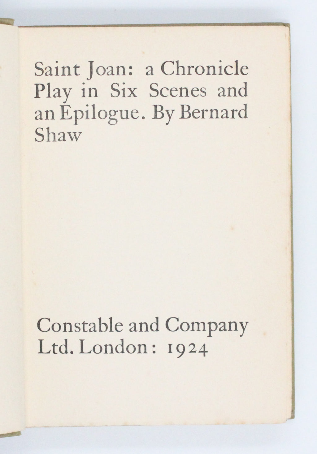 1924 Saint Joan by George Bernard Shaw