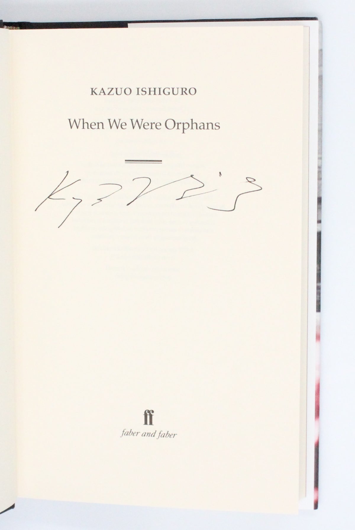 2000 When We Were Orphans by Kazuo Ishiguro