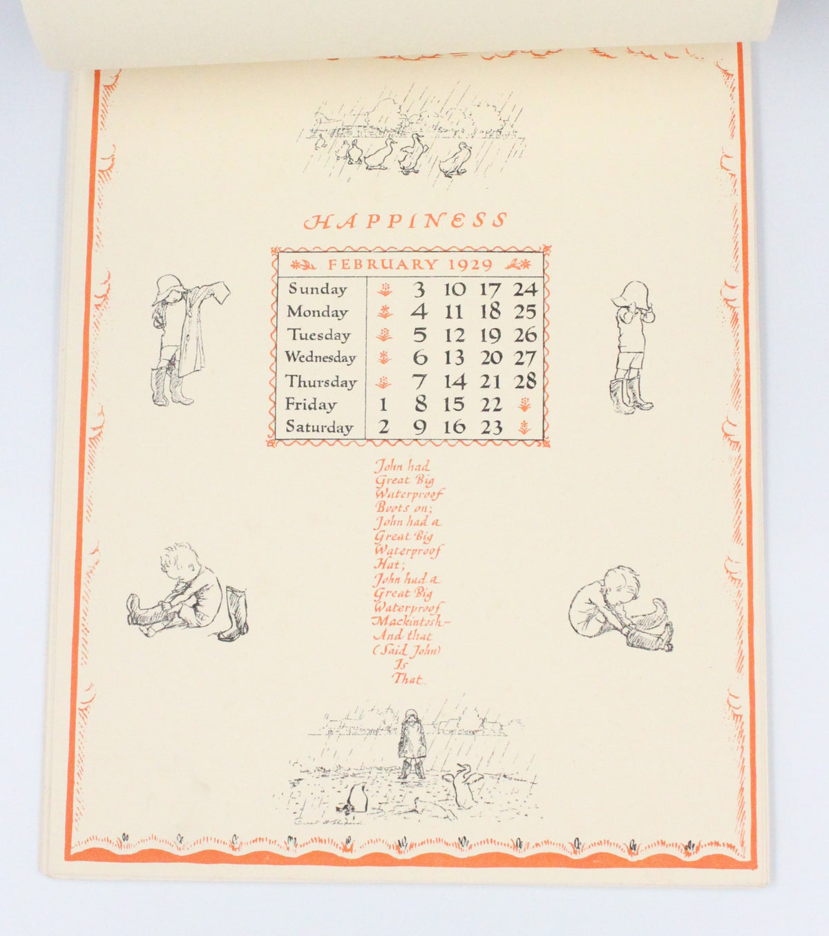 1929 The Christopher Robin Calendar 1929 by A.A. Milne [E. H. Shepard illus.]