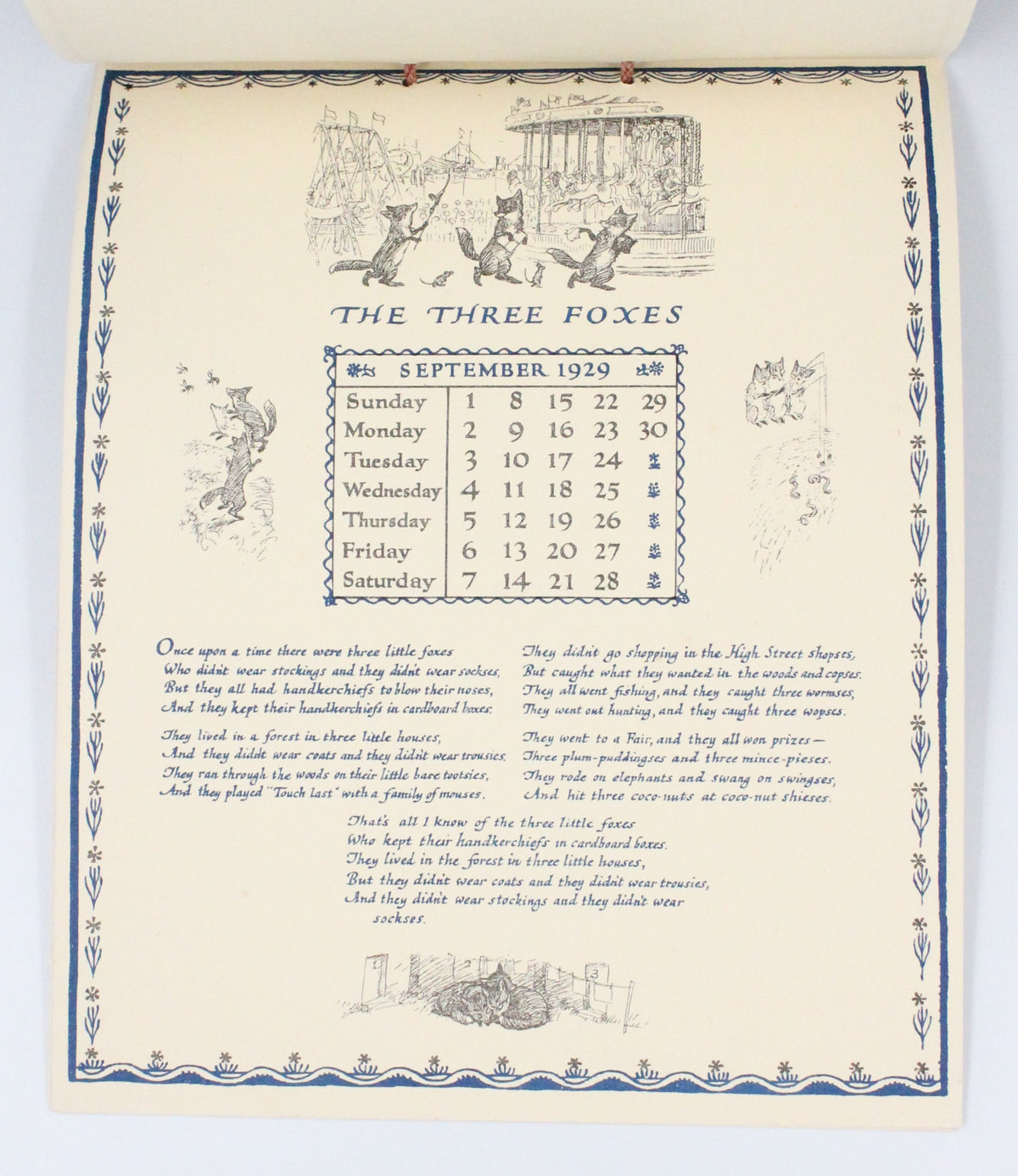 1929 The Christopher Robin Calendar 1929 by A.A. Milne [E. H. Shepard illus.]
