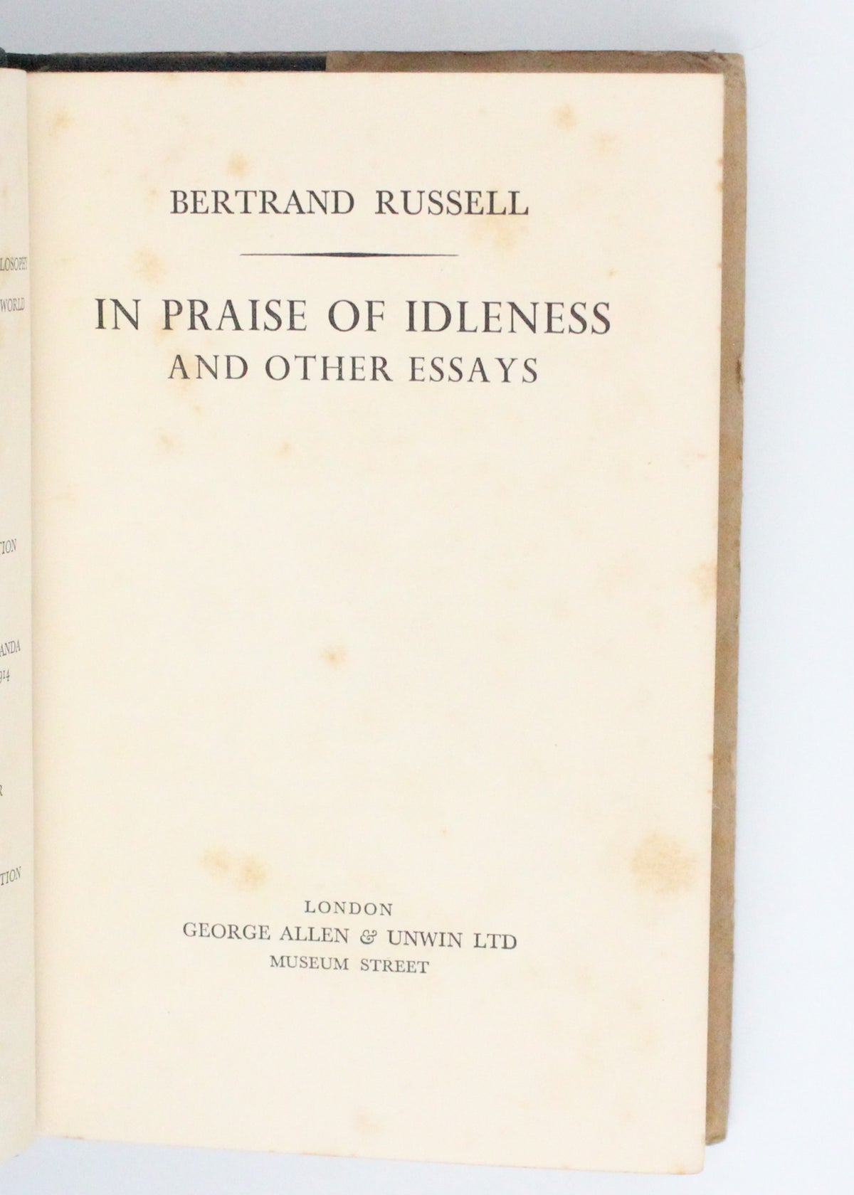 1935 In Praise of Idleness and Other Essays by Bertrand Russell